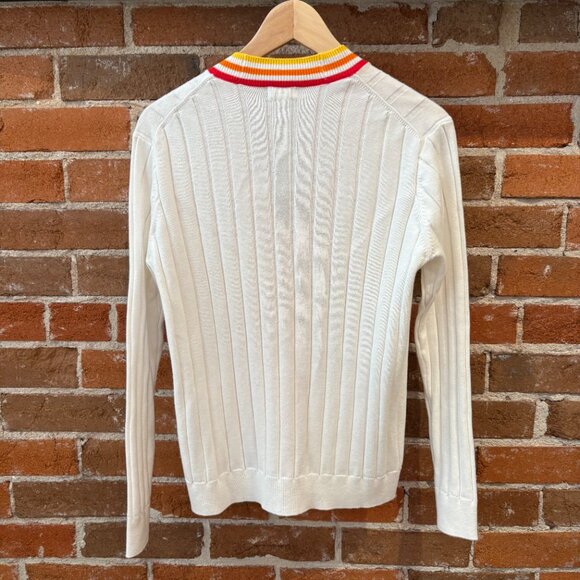 Minnie Rose Cotton Cashmere Preppy Striped Cardigan with Pockets! Size S - Picture 2 of 9